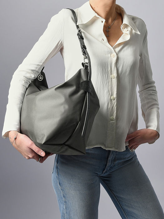 Longchamp Besace longchamp toile Hobo bag Gray