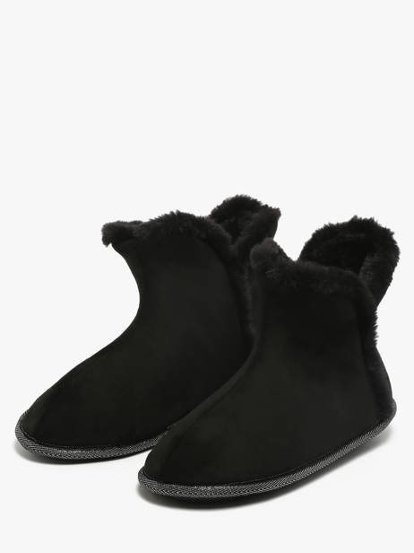 Slippers In Leather Isotoner Black women 97391 other view 1