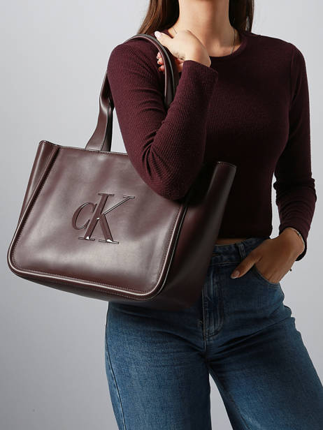 Sac Porté épaule Bold Monogram Calvin klein jeans Marron bold monogram 4F3218G vue secondaire 1