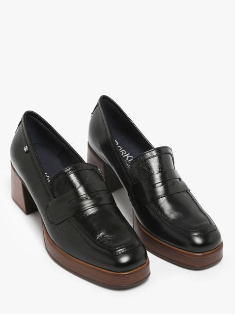 Moccasins Cristel In Leather Dorking Black women D9334 other view 1