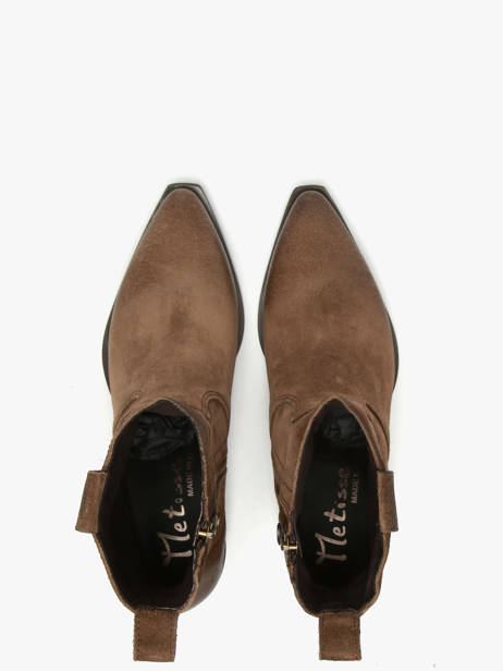 Heeled Santiago Boots Tronchetti Texani In Leather Metisse Brown women DX380 other view 3