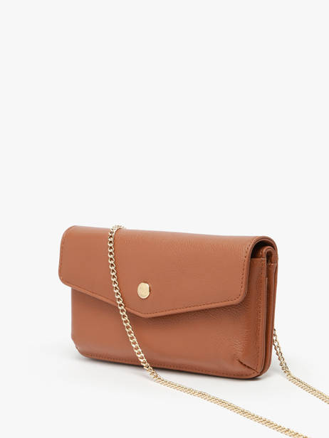 Sac Pochette Luna Cuir Avec Chaînette Amovible Hexagona Marron luna 688422 vue secondaire 2