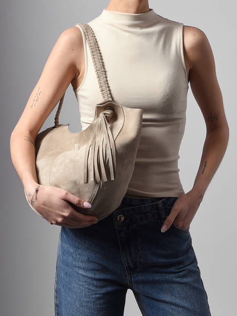 Sac Porté épaule Maranta Velours Woomen Beige maranta WMAT11 vue secondaire 1