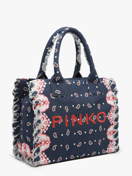 Sac Porté Main Logo Shopper Coton Pinko Bleu logo shopper 6673A3B7 vue secondaire 1