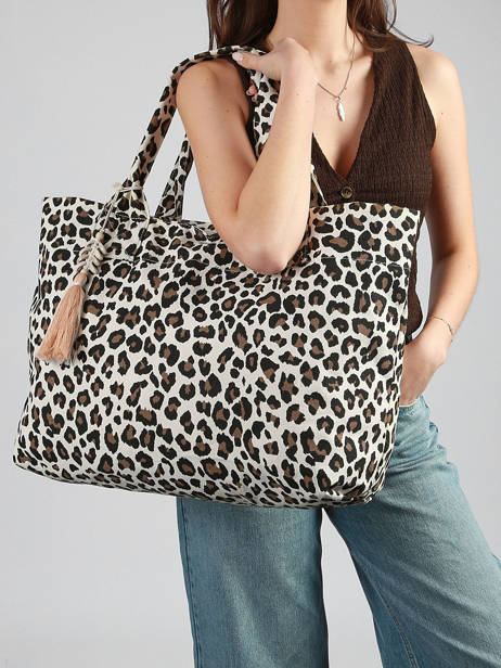 Sac Porté épaule Leopard Coton Miniprix Blanc leopard L vue secondaire 1