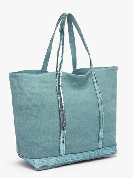 Large Le Cabas Tote Bag Linnen Sequins Vanessa bruno Blue cabas lin 31V40315 other view 2