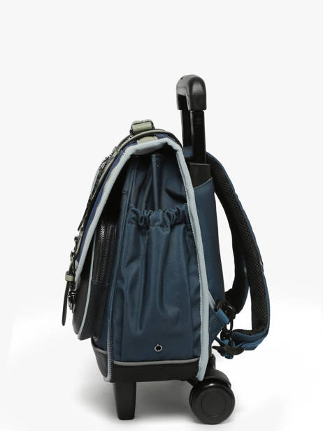 Wheeled Schoolbag 2 Compartments Cameleon Blue vintage urban PBVBCR38 other view 2