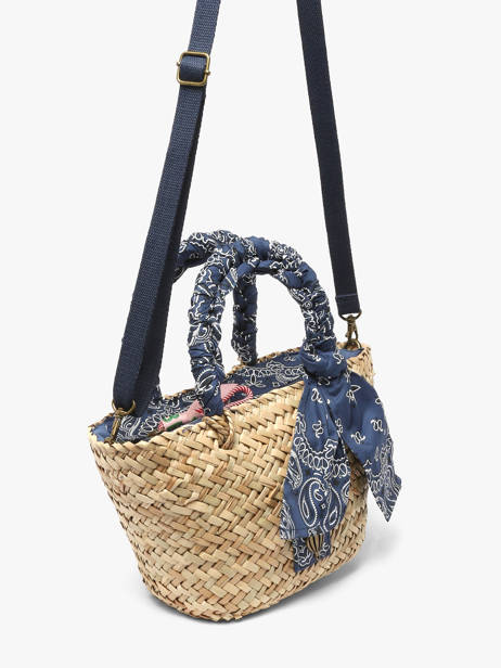 Sac Porté Main Bandana Paille Le voyage en panier Bleu bandana PM968 vue secondaire 2