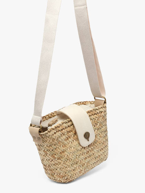 Sac Bandoulière Estival Raphia Le voyage en panier Beige estival PM944 vue secondaire 1
