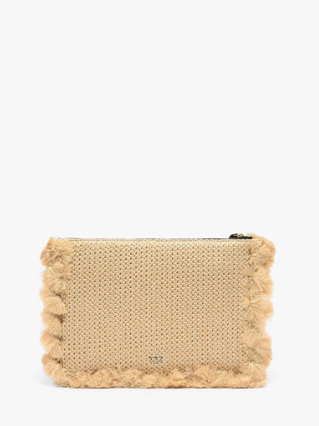 Sac De Soirée Logo Raphia Pinko Beige logo shopper 6718A39Y vue secondaire 5
