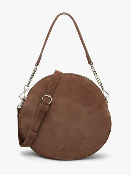 Sac Porté épaule Anna Cuir Daim Nathan baume Marron nathan 9S