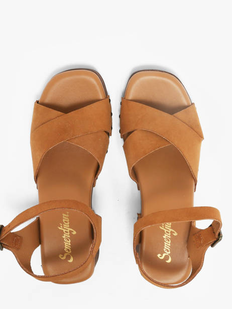 Heeled Sandals In Leather Semerdjian Brown accessoires MICOL other view 3