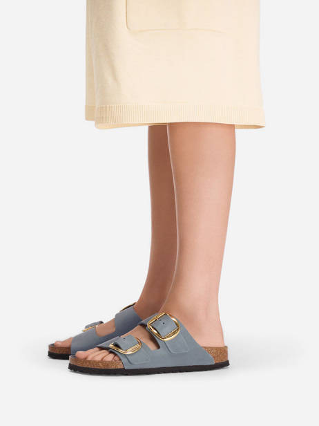 Slippers In Leather Birkenstock Gray women 1032071 other view 1