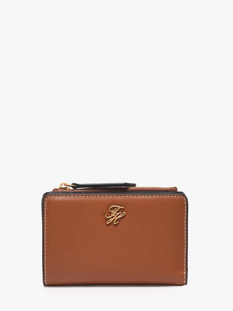 Wallet Leather Tommy hilfiger Brown th script AW18490