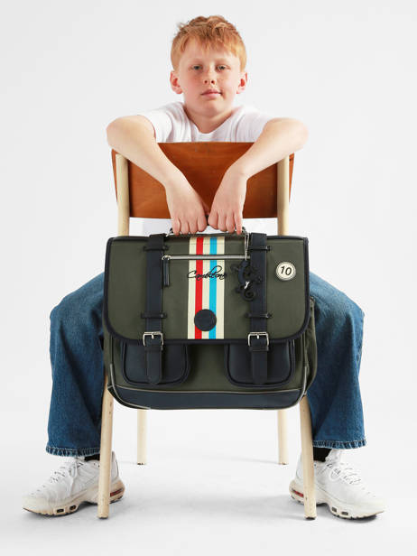Cartable 3 Compartiments Cameleon Bleu vintage urban CA41 vue secondaire 2