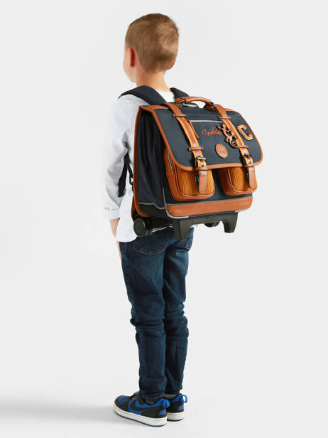 Cartable à Roulettes 2 Compartiments Cameleon Bleu vintage urban CR38 vue secondaire 2