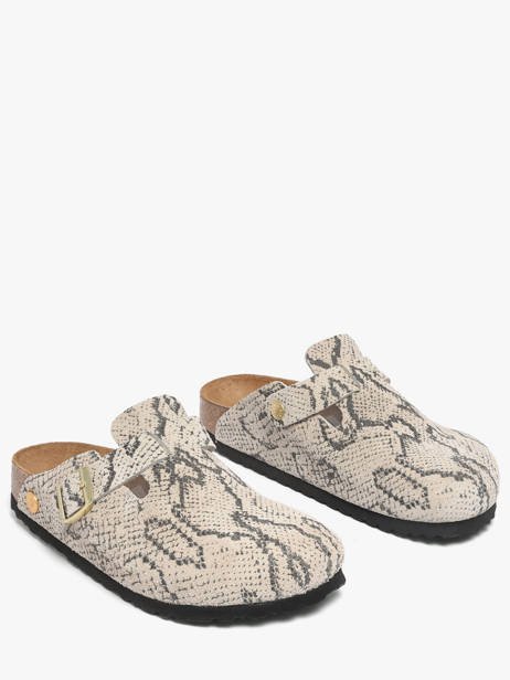 Slippers In Leather Birkenstock Gray accessoires 1033086 other view 1