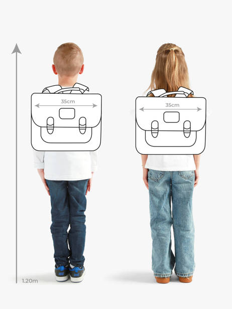 Cartable Enfant 2 Compartiments Cameleon Bleu retro CA35 vue secondaire 1
