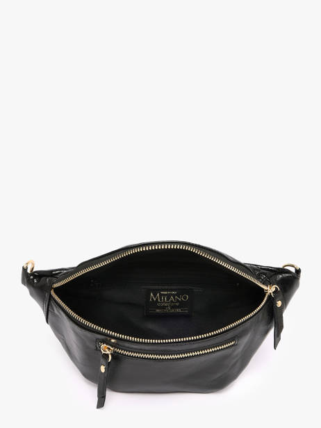 Sac Banane Cuir Milano Noir shiny sauvage SS24119 vue secondaire 2