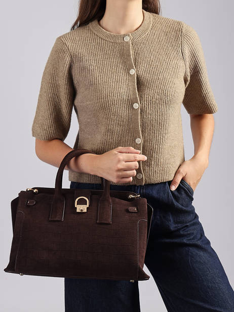 Sac Porté Main M Equestre Croco Cuir Etrier Marron equestre croco EEQC142M vue secondaire 1