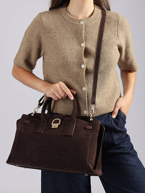 Sac Porté Main M Equestre Croco Cuir Etrier Marron equestre croco EEQC142M vue secondaire 2