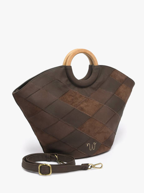 Sac Porté Main Neflier Patchwork Woomen Marron neflier patchwork WNET01 vue secondaire 3