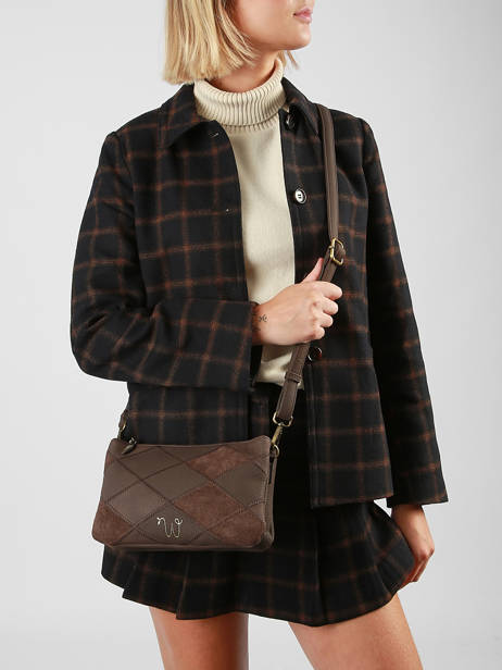 Sac Bandoulière Neflier Patchwork Woomen Marron neflier patchwork WNET45 vue secondaire 1