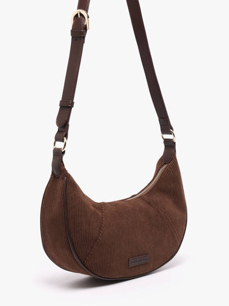 Sac Bandoulière Velours Vanessa wu Marron velours MA3036 vue secondaire 1