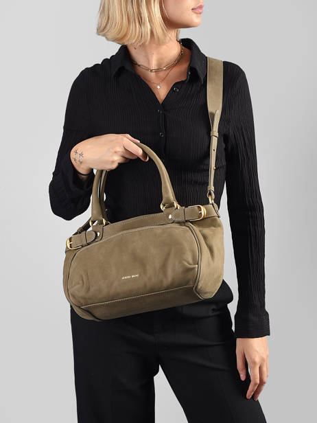 Small Lune Satchel Nubuck Leather Vanessa bruno Green lune 3V40920 other view 1