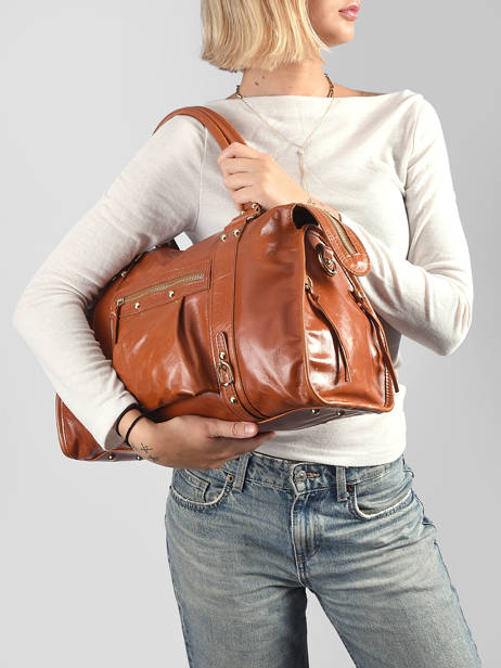 Shoulder Bag Shiny Sauvage Leather A4 Milano Brown shiny sauvage SS24095 other view 1
