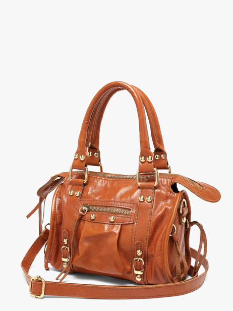 Satchel Shiny Sauvage Leather Milano Brown shiny sauvage SS24093 other view 2