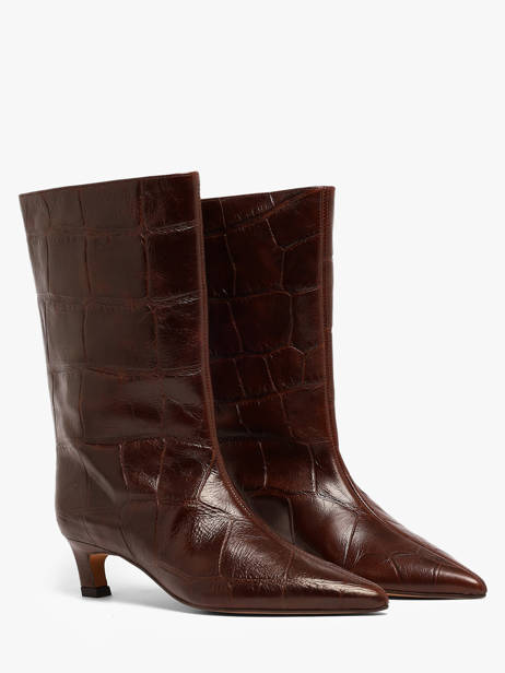 Stiletto Heel Boots In Leather Angel alarcon Brown accessoires 480C other view 1