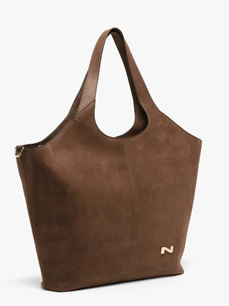 Sac Porté épaule Dubai Nubuck Cuir Nathan baume Marron riverside 3NG vue secondaire 1
