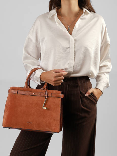 Sac Porté Main M Faubourg Daim Cuir Lancel Marron faubourg A14257 vue secondaire 1
