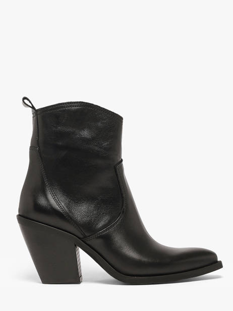 Bottines à Talon Tronchetti Texani En Cuir Metisse Noir women Bottines texanes en daim brossé à la main.
