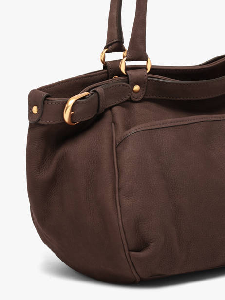Large Leather Lune Shoulder Bag Nubuck Leather Vanessa bruno Brown lune 3V40921 other view 2