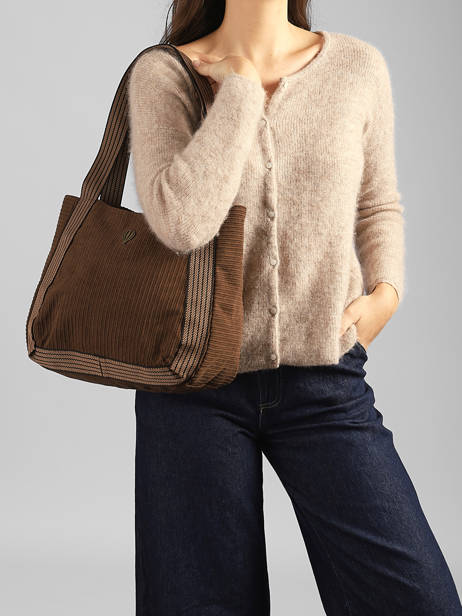 Sac Porté épaule Velours Le voyage en panier Marron velours AHP308 vue secondaire 1