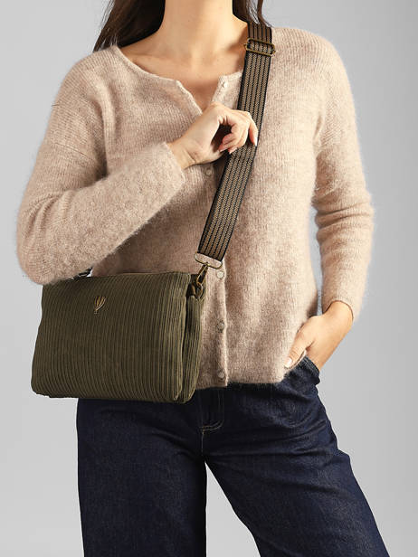 Sac Bandoulière Velours Le voyage en panier Vert velours AHP309 vue secondaire 1
