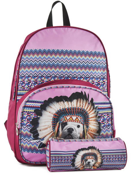 Backpack 2 Compartments With Free Pencil Case Teo jasmin Violet teo apache TAI22038