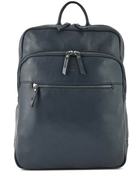 Leather FoulonnÃ© Business Backpack 2 Compartments Etrier Blue foulonne EFOU03 other view 1