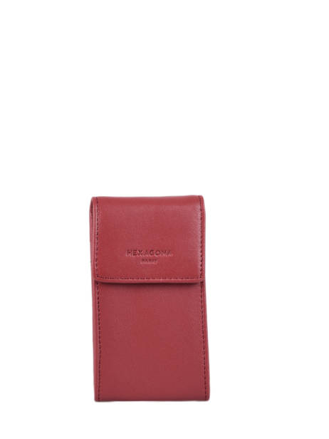 Leather Soft Key Holder Hexagona Red soft 221019