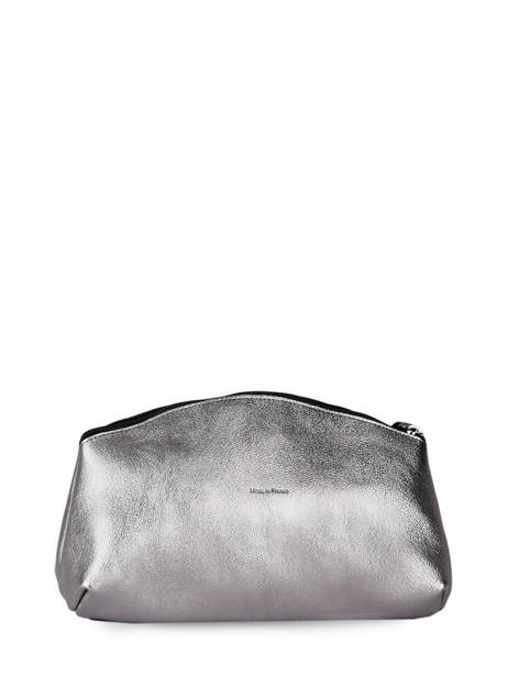 Metallic Leather Etincelle Pouch Etrier Silver etincelle irisee EETI753 other view 2