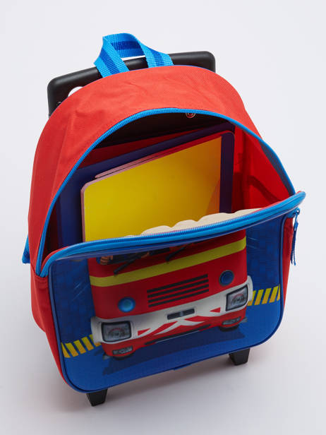 1 Compartment  Wheeled Schoolbag Sam le pompier Red hero 9448 other view 3