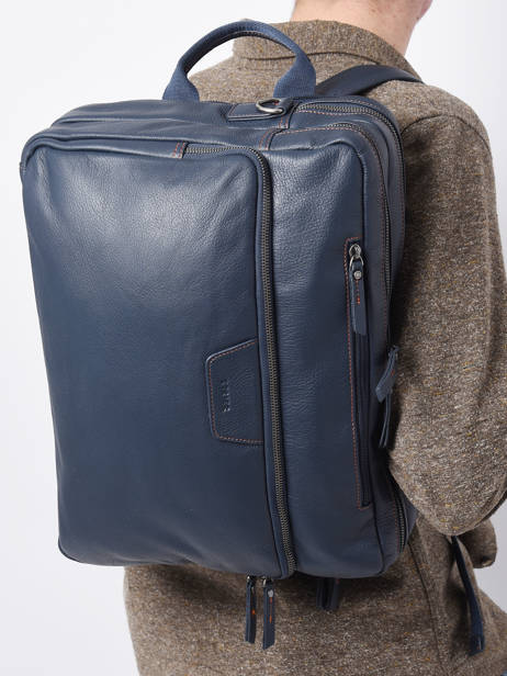 Leather Foulonné Business (back)pack Etrier Blue foulonne EFOU8122 other view 2