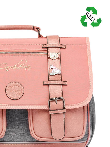 2-compartment  Satchel Cameleon Pink vintage pin's CA38 other view 3