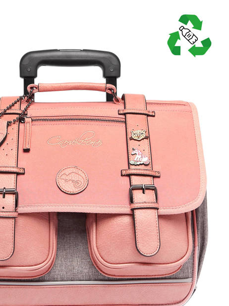 3-compartment  Satchel Cameleon Pink vintage pin's CA41 other view 3
